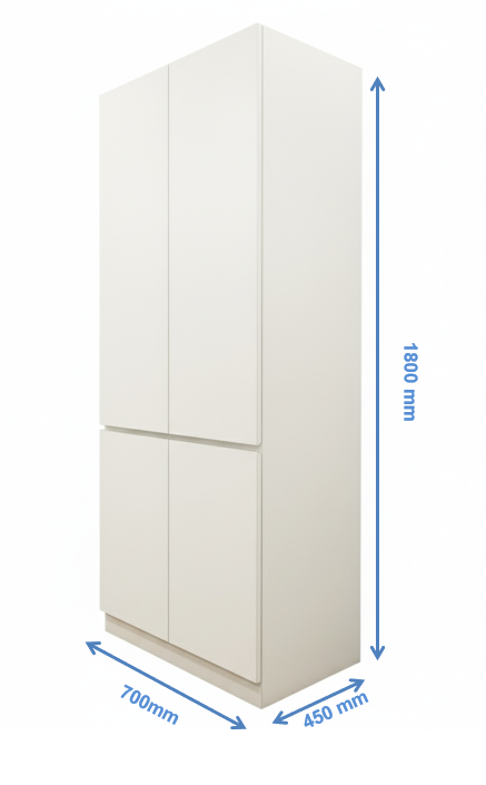 Wool White Finish Wardrobe – Elegant Two Door Compact Storage