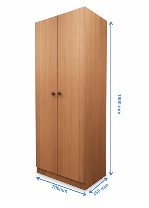 Burma Teak & Wool White Finish Two Door Wardrobe – Minimalist Space-Saving Design
