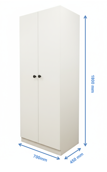 Wool White Finish Two Door Wardrobe – Minimalist Space-Saving Design