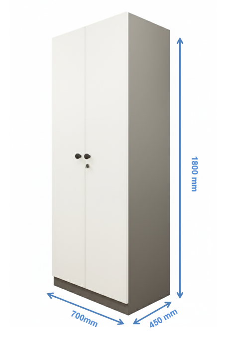 Wool White & Dust Finish Wardrobe – Sleek Two Door Storage with Hanging Space