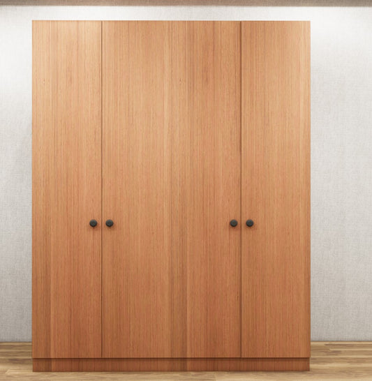 Burma Teak & Wool White Finish – 4 Door Wardrobe Spacious Organizer Design