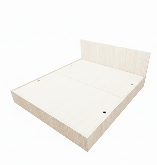 Modern Oak Finish King Size Bed with Storage – Contemporary Wooden Bed