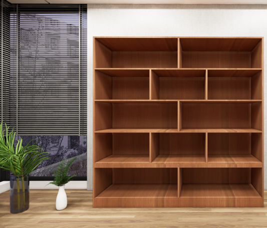 Burma Teak & Wool White Finish Bookshelf – Premium Open Bookcase