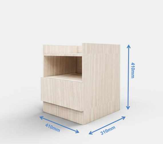 Contemporary Modern Oak Finish Bedside Table with Open Compartment