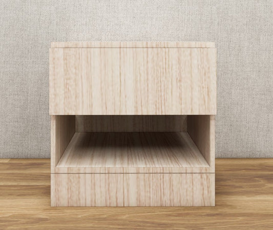 Modern Oak Finish Bedside Table with Drawer and Open Shelf