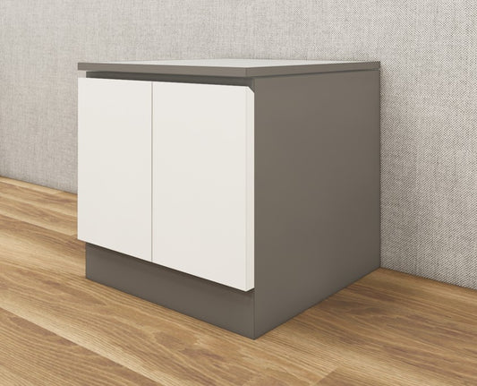 Dust & Wool White Door Finish Bedside Table with Dual Door Storage
