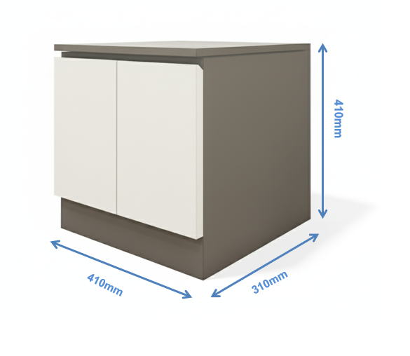 Dust & Wool White Door Finish Bedside Table with Dual Door Storage