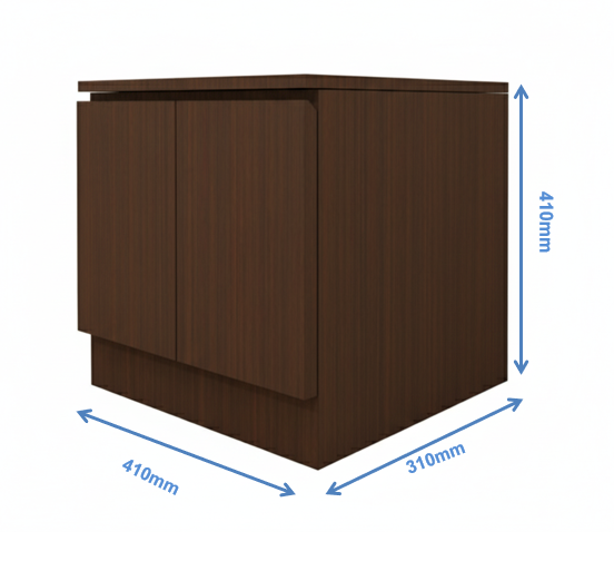 Rich Walnut Finish Bedside Table with Dual Door Storage