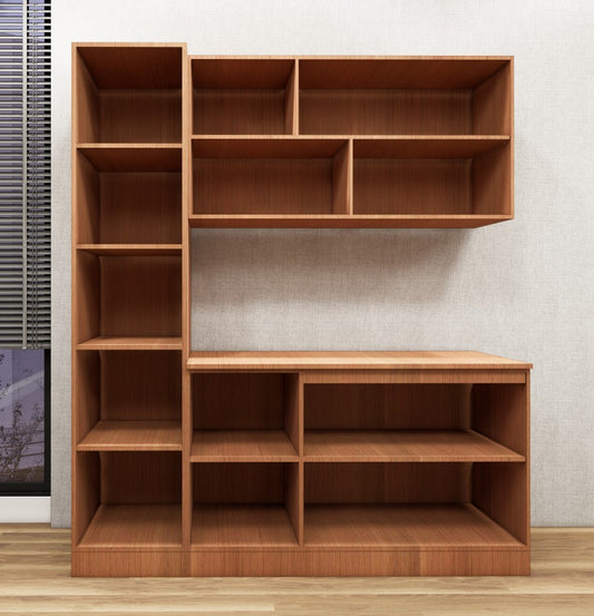 Modern Burma Teak Finish Crockery Unit – Multi-Section Modular Design