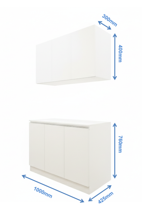 Contemporary Wool White Finish Crockery Unit – Upper & Lower Cabinet Design