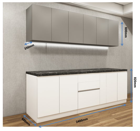 Dust & Wool White Finish Straight Kitchen