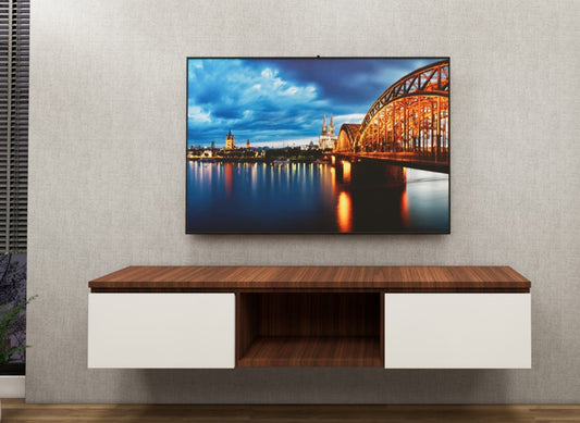 American Walnut & Wool White Finish Tv Unit