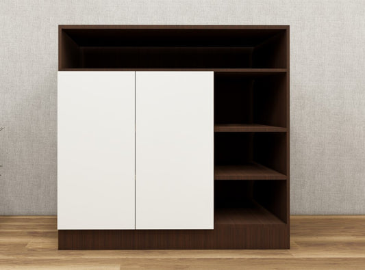 Rich Walnut & Wool White Finish Shoe Rack