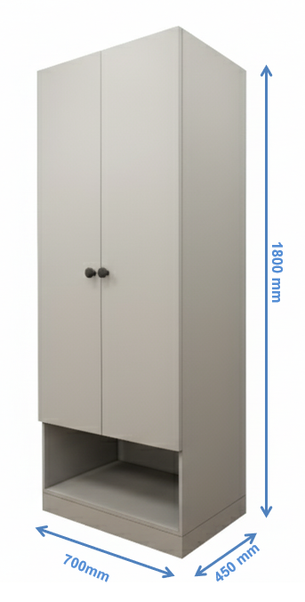 Gothic Grey Double Door Finish Wardrobe