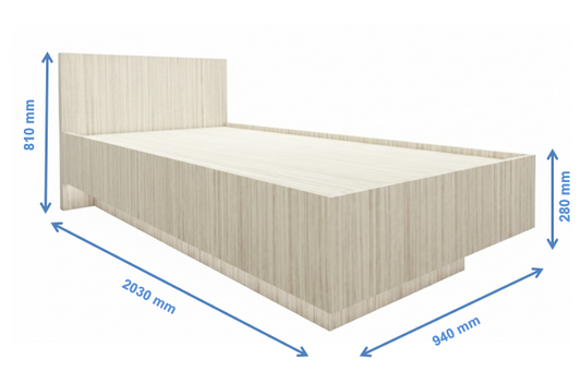 Legno Oak Light Finish Single bed With Strip Lighting