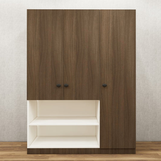 Legno Oak Dark & Frosty White Finish Three Door Wardrobe