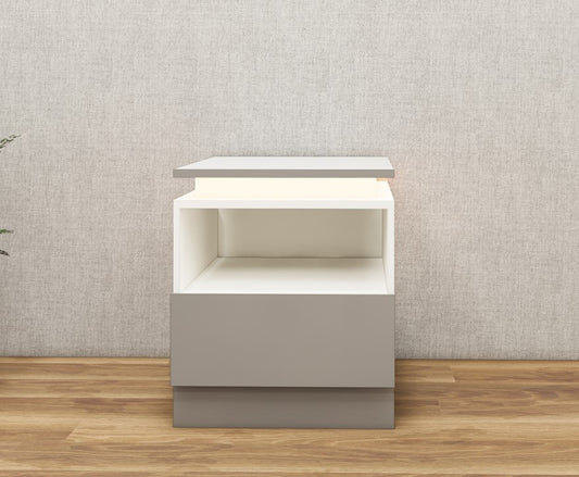Gothic Grey & Frosty White Finish Bed Side Table