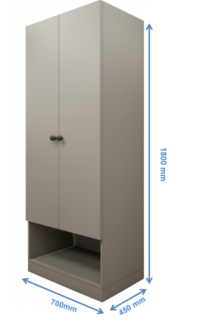 Dust Finish Compact Two Door Design with Bottom Shelf