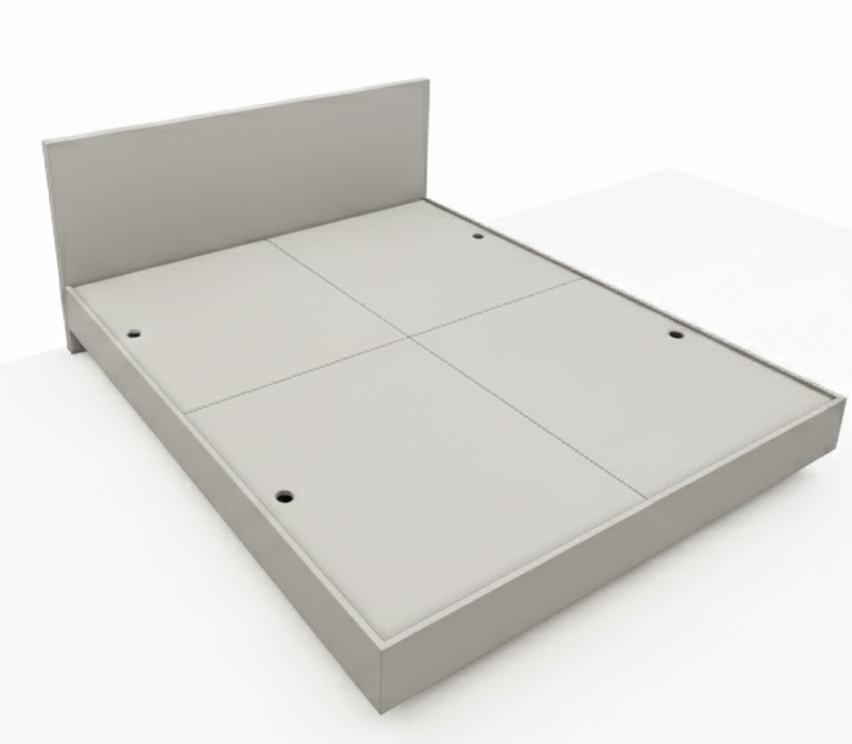 Dust Finish Queen Bed – Modern Box Design