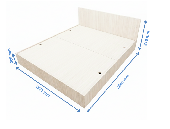 Modern Oak Finish Queen Bed – Spacious Under-Storage Design