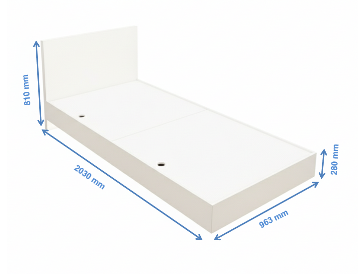Wool White Finish Single Bed – Minimalist Box Frame