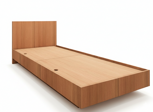 Burma Teak Finish Single Bed – Minimalist Box Frame