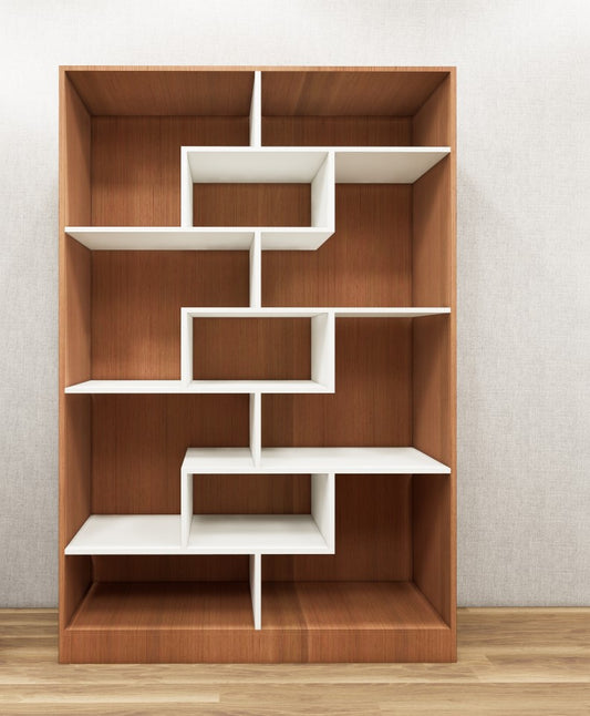 Burma Teak & Wool White Finish Open Shelving Unit – Storage & Display Rack