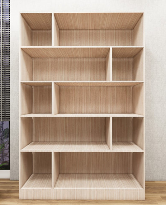 Modern Oak Finish Open Shelving Unit – Multi-Purpose Storage Rack