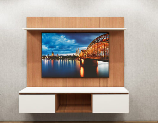 Burma Teak & Wool White Finish TV Unit – Designer Entertainment Console