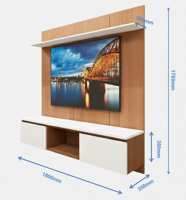 Burma Teak & Wool White Finish TV Unit – Designer Entertainment Console