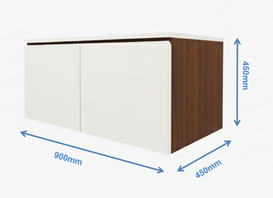 American Walnut & Wool White Finish Vanity Unit – Modern Dressing Console
