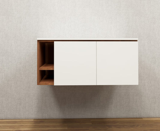 Burma Teak & Wool White Finish Vanity Unit – Premium Bathroom Console