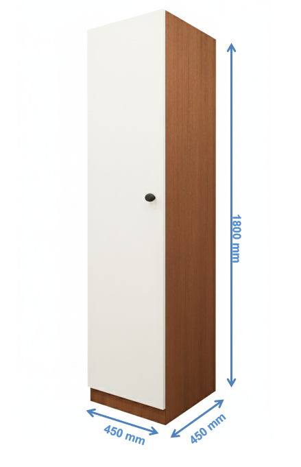 Burma Teak & Wool White Door Finish Wardrobe – Sleek One Door Minimal Design