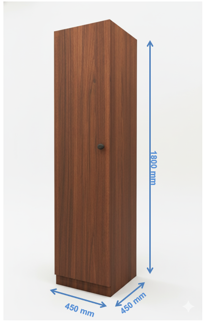 American Walnut Finish Wardrobe – Sleek One Door Minimal Design
