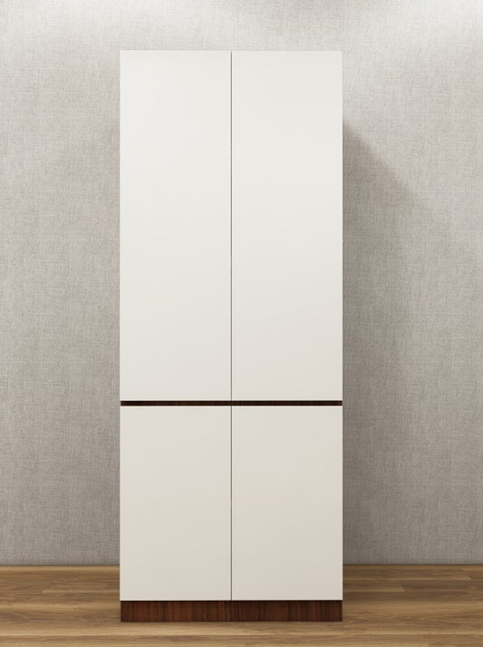 American Walnut & Wool White Finish Wardrobe – Elegant Two Door Compact Storage