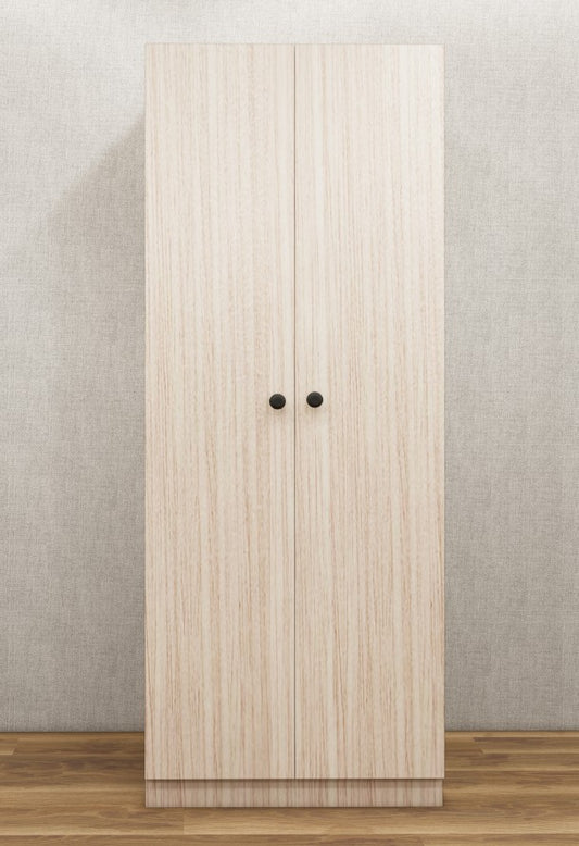 Modern Oak & Wool White Finish Two Door Wardrobe – Minimalist Space-Saving Design