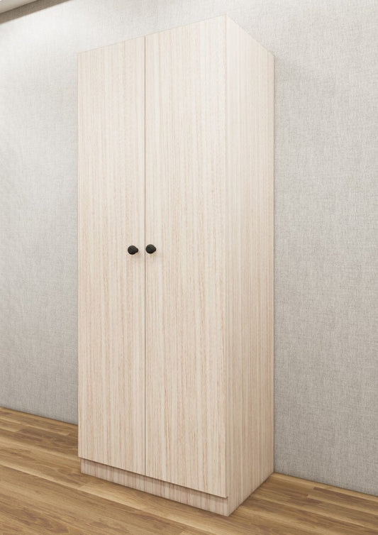 Modern Oak & Wool White Finish Two Door Wardrobe – Minimalist Space-Saving Design