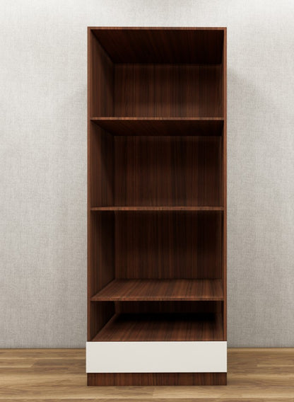 American Walnut & Wool White Finish Sleek Two Door Design with Open Shelf & Drawer