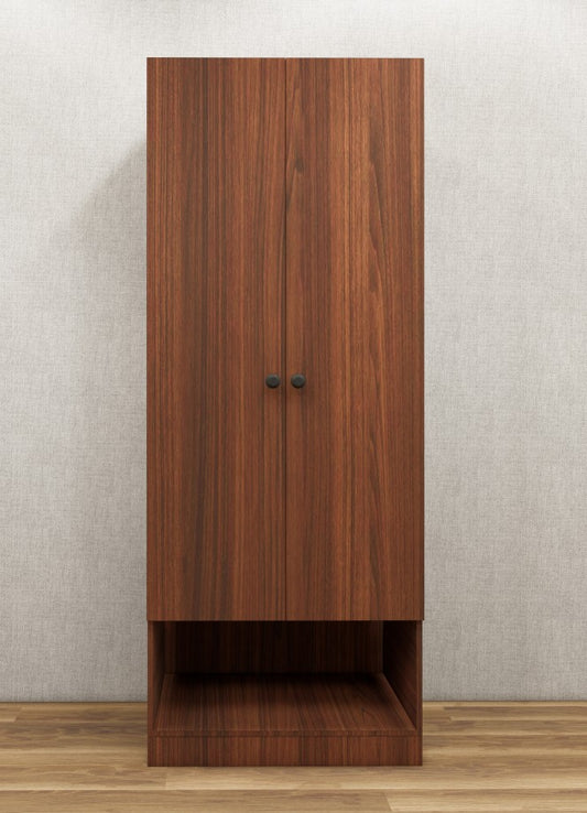 American Walnut Finish Compact Two Door Design with Bottom Shelf