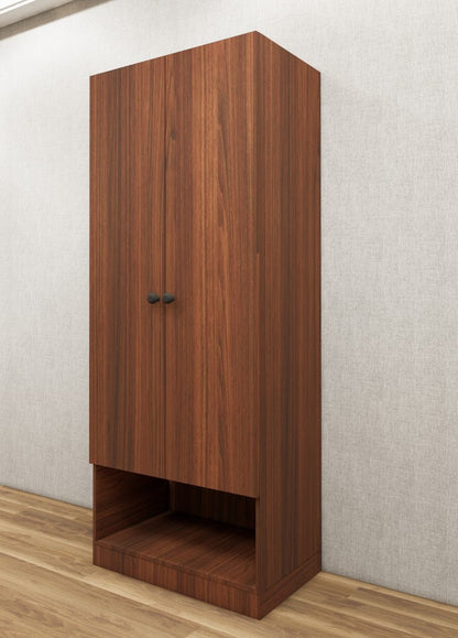 American Walnut Finish Compact Two Door Design with Bottom Shelf