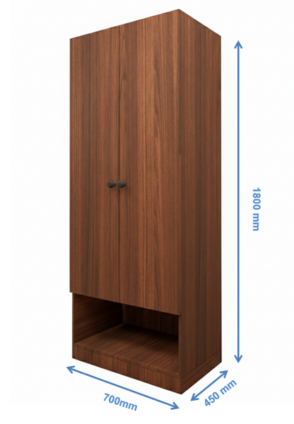American Walnut Finish Compact Two Door Design with Bottom Shelf
