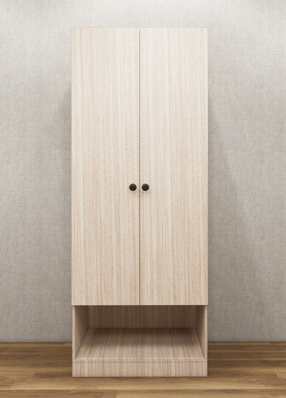 Modern Oak Finish Compact Two Door Design with Bottom Shelf