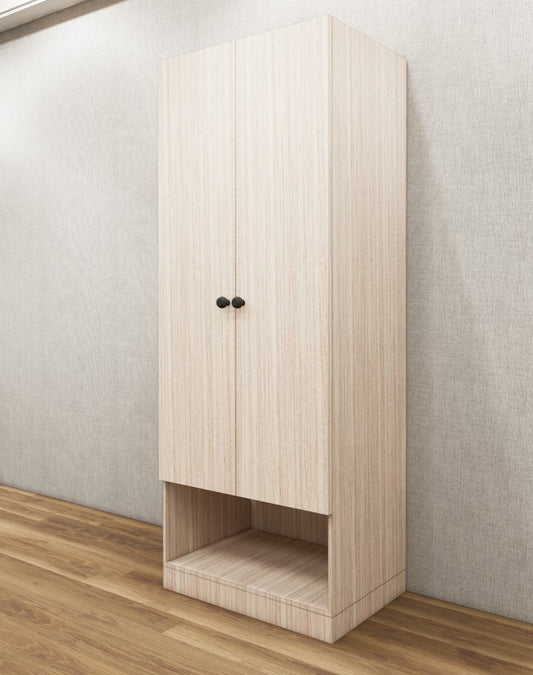 Modern Oak Finish Compact Two Door Design with Bottom Shelf