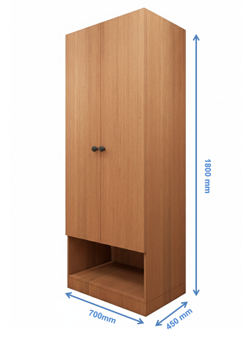 Burma Teak Finish Compact Two Door Design with Bottom Shelf