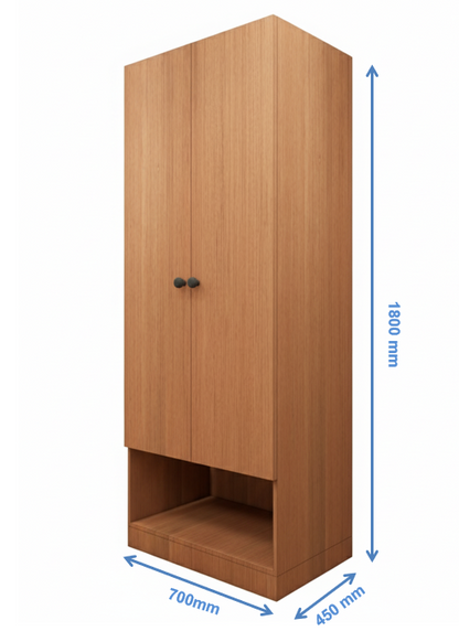 Burma Teak Finish Compact Two Door Design with Bottom Shelf