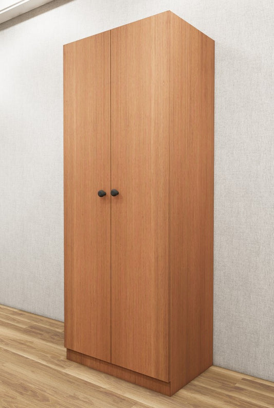 Burma Teak & Wool White Finish Two Door Wardrobe – Minimalist Space-Saving Design