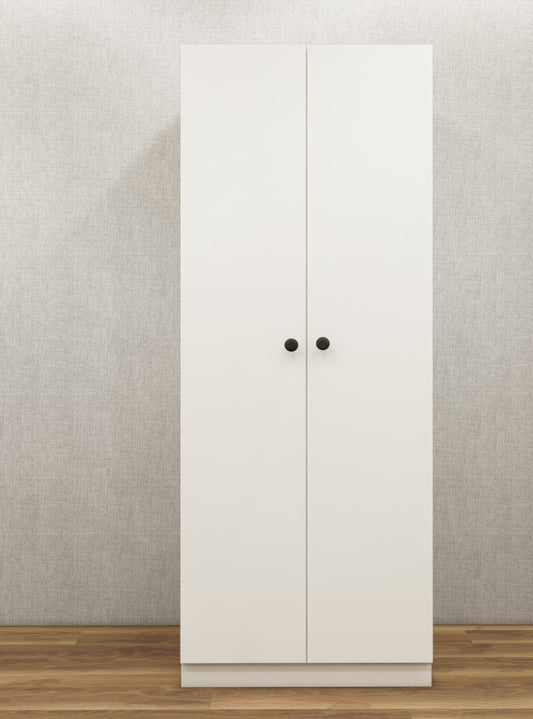 Wool White Finish Two Door Wardrobe – Minimalist Space-Saving Design