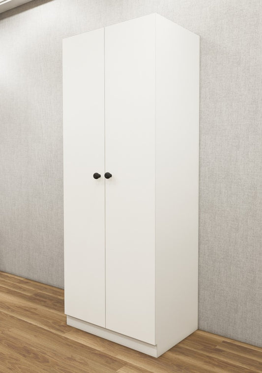 Wool White Finish Two Door Wardrobe – Minimalist Space-Saving Design