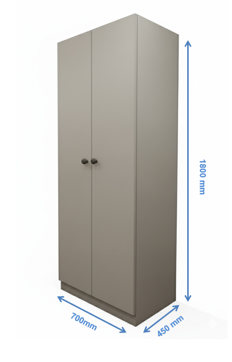 Dust & Wool White Finish Two Door Wardrobe – Minimalist Space-Saving Design