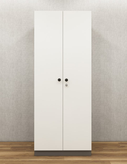 Wool White & Dust Finish Wardrobe – Sleek Two Door Storage with Hanging Space